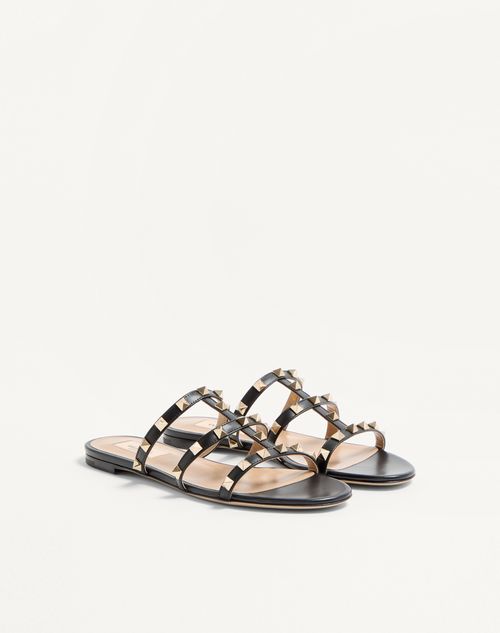 Valentino Garavani - Rockstud Flat Slide Sandal - Black - Woman - Sandals
